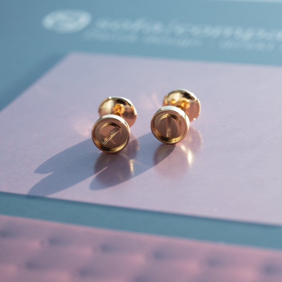 [⭐Luxery]LOVE EARRINGS PINK GOLD 10MM