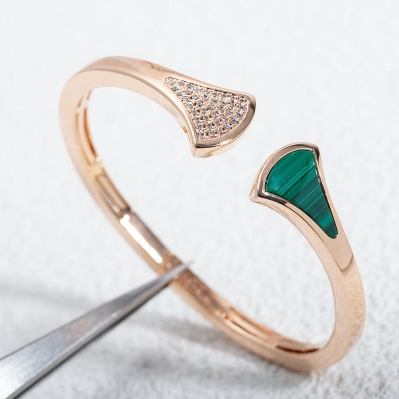 [⭐Luxery]DREAM BRACELET OPEN MALACHITE PINK GOLD