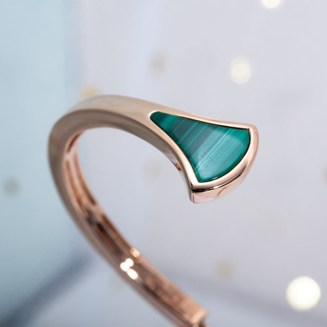 [⭐Luxery]DREAM BRACELET OPEN MALACHITE PINK GOLD