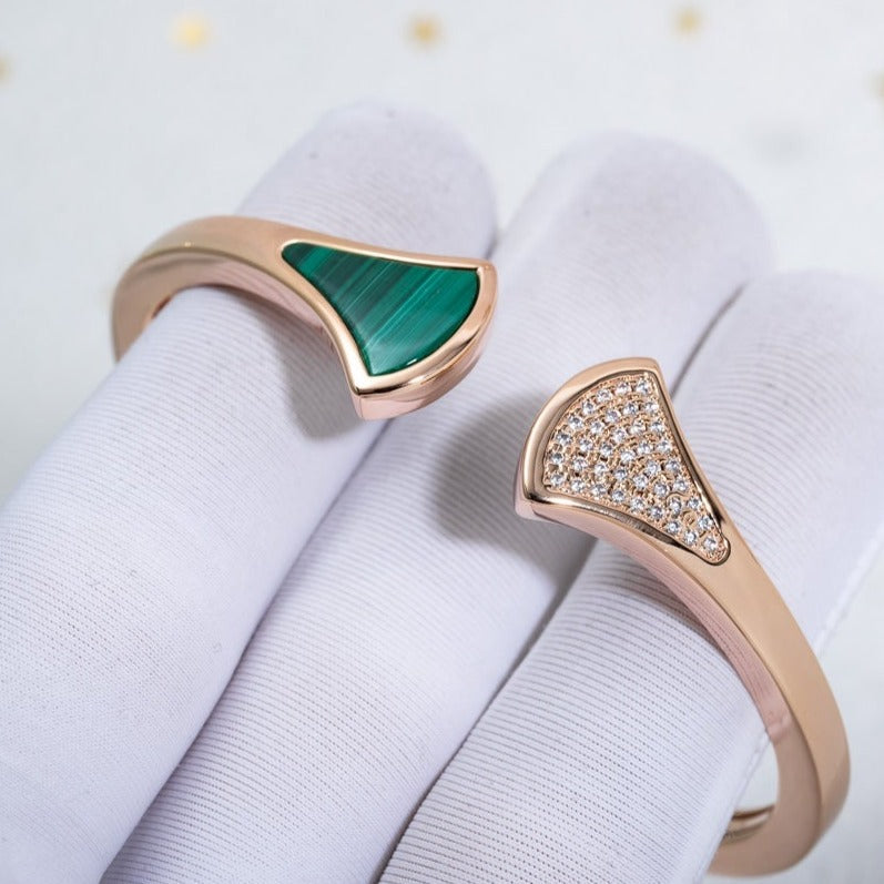 [⭐Luxery]DREAM BRACELET OPEN MALACHITE PINK GOLD