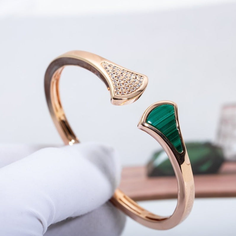 [⭐Luxery]DREAM BRACELET OPEN MALACHITE PINK GOLD