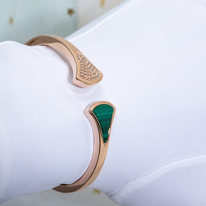 [⭐Luxery]DREAM BRACELET OPEN MALACHITE PINK GOLD