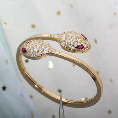 [⭐Luxery]SERPENTI BRACELET PINK GOLD DIAMOND DOUBLE SNAKE