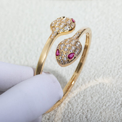 [⭐Luxery]SERPENTI BRACELET PINK GOLD DIAMOND DOUBLE SNAKE