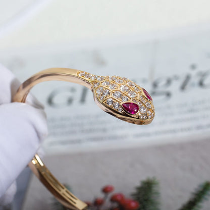 [⭐Luxery]SERPENTI BRACELET PINK GOLD DIAMOND DOUBLE SNAKE
