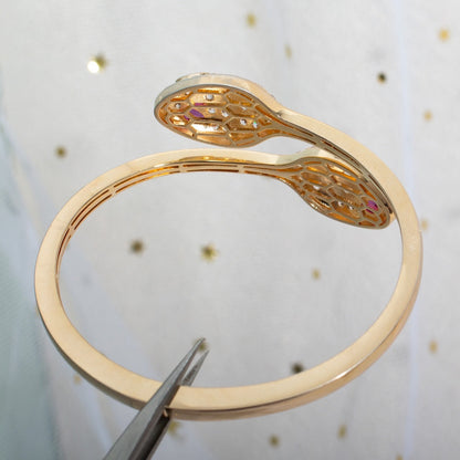[⭐Luxery]SERPENTI BRACELET PINK GOLD DIAMOND DOUBLE SNAKE
