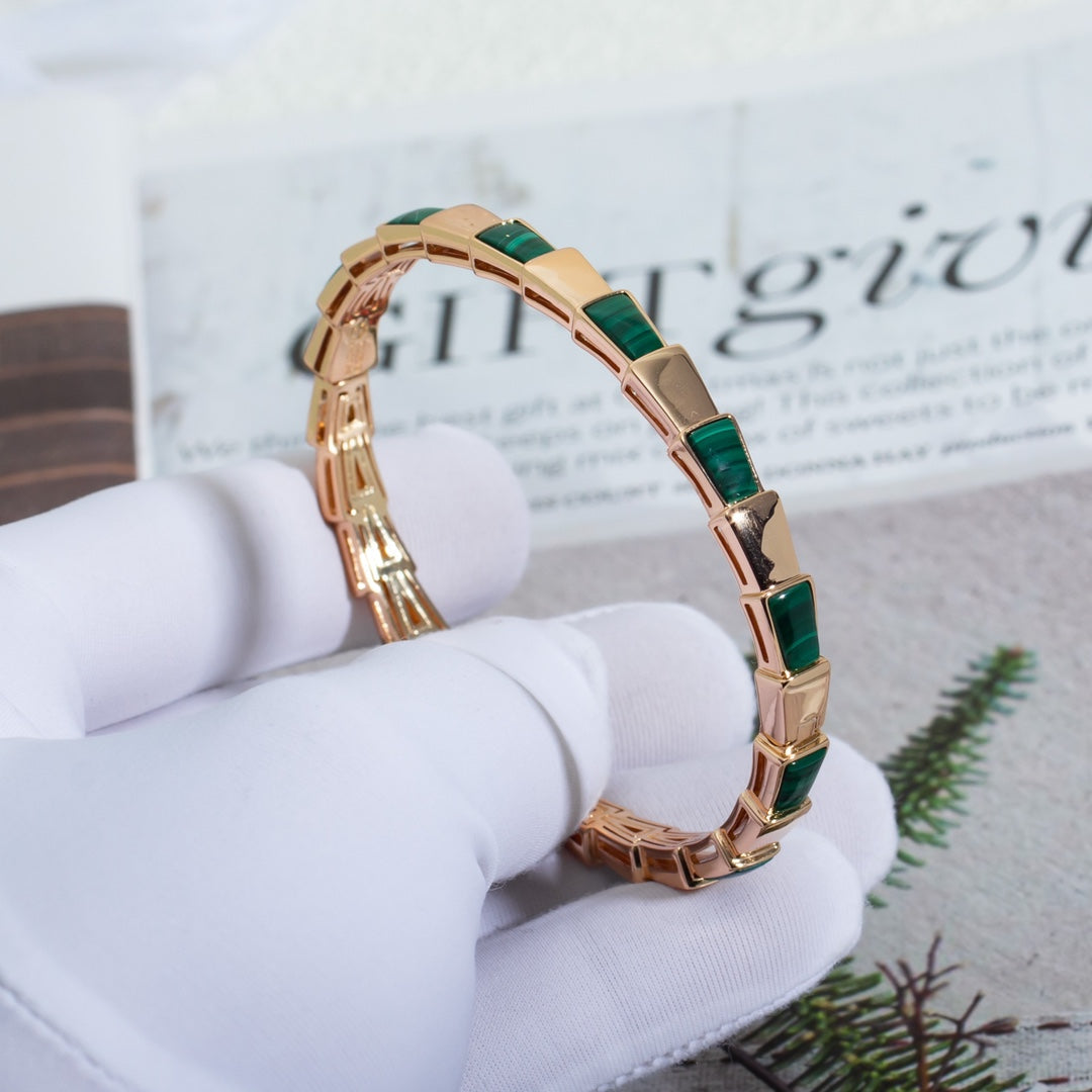 [⭐Luxery]SERPENTI BRACELET PINK GOLD MALACHITE