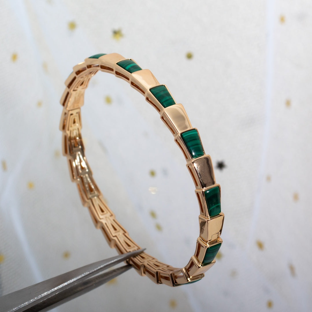 [⭐Luxery]SERPENTI BRACELET PINK GOLD MALACHITE