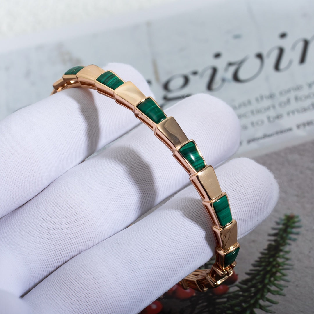 [⭐Luxery]SERPENTI BRACELET PINK GOLD MALACHITE