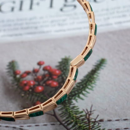 [⭐Luxery]SERPENTI BRACELET PINK GOLD MALACHITE