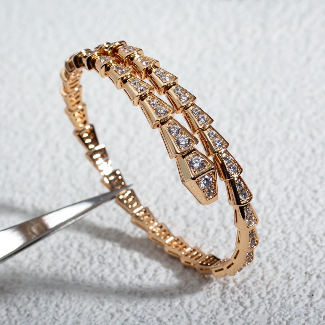 [⭐Luxery]SERPENTI BRACELET 6.8MM PINK GOLD DIAMOND