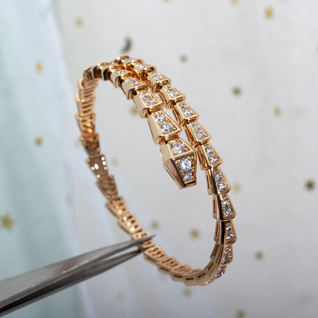[⭐Luxery]SERPENTI BRACELET 6.8MM PINK GOLD DIAMOND