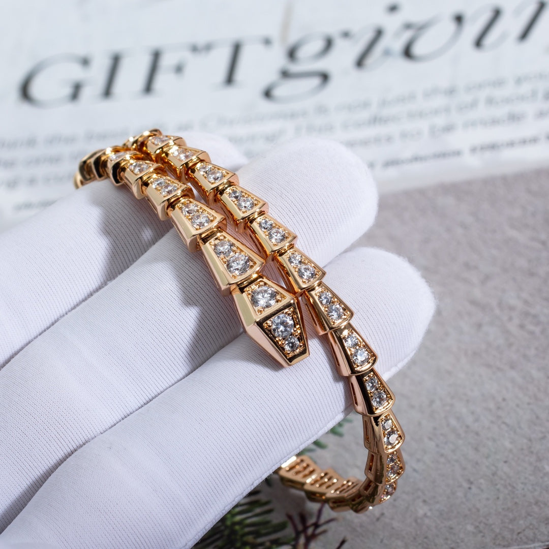 [⭐Luxery]SERPENTI BRACELET 6.8MM PINK GOLD DIAMOND