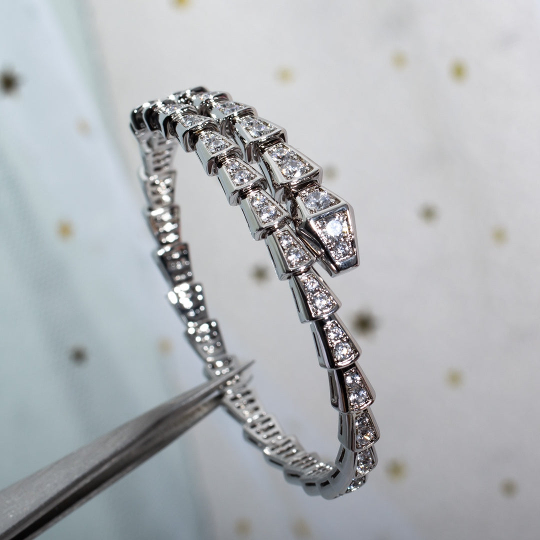 [⭐Luxery]SERPENTI BRACELET 6MM SILVER DIAMOND