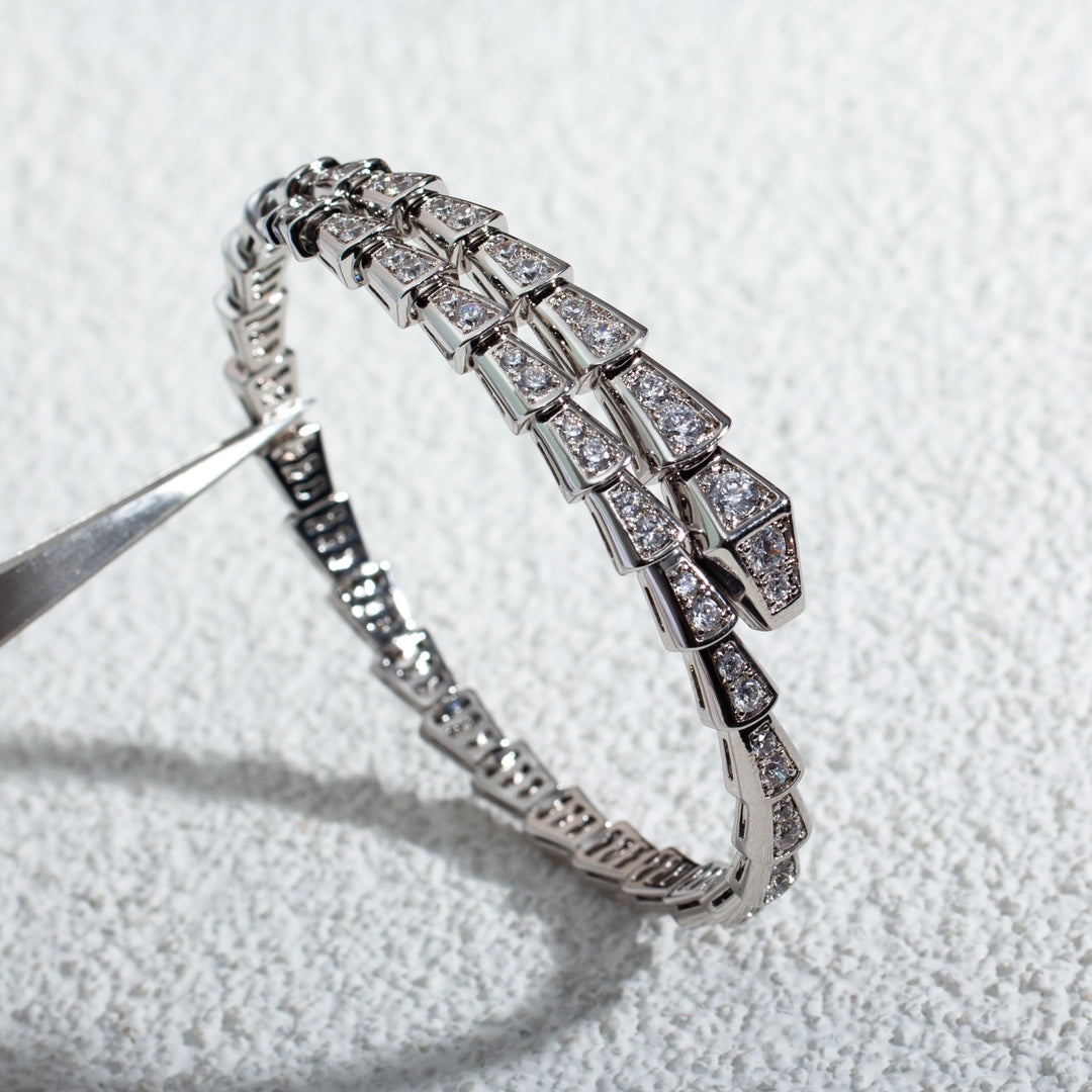 [⭐Luxery]SERPENTI BRACELET 6MM SILVER DIAMOND