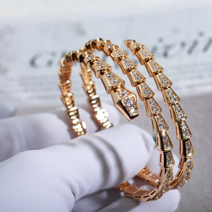 [⭐Luxery]SERPENTI BRACELET PINK GOLD DIAMOND DOUBLE ROW