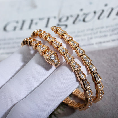[⭐Luxery]SERPENTI BRACELET PINK GOLD DIAMOND DOUBLE ROW