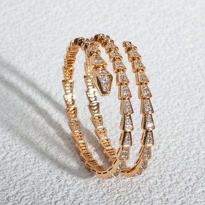 [⭐Luxery]SERPENTI BRACELET PINK GOLD DIAMOND DOUBLE ROW