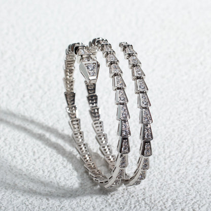 [⭐Luxery]SERPENTI BRACELET SILVER DIAMOND DOUBLE ROW
