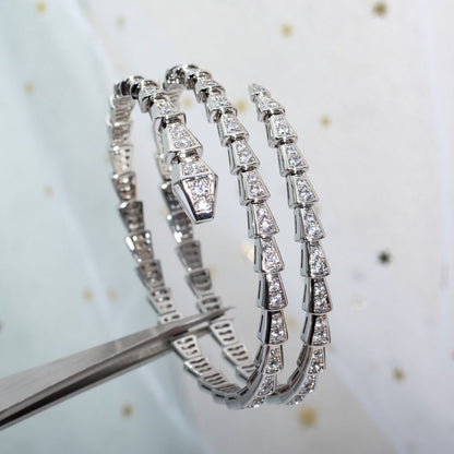 [⭐Luxery]SERPENTI BRACELET SILVER DIAMOND DOUBLE ROW