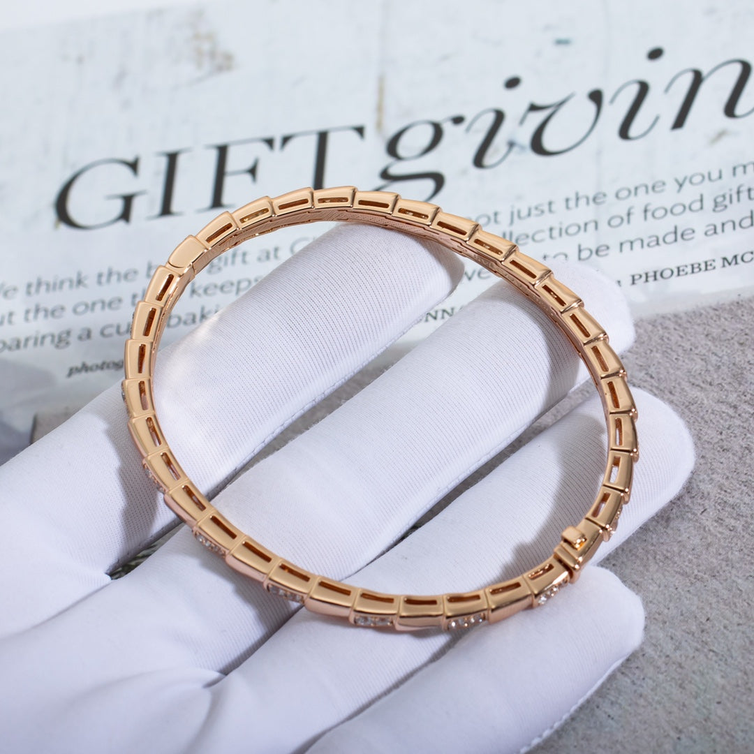 [⭐Luxery]SERPENTI SMALL BRACELET PINK GOLD DIAMOND