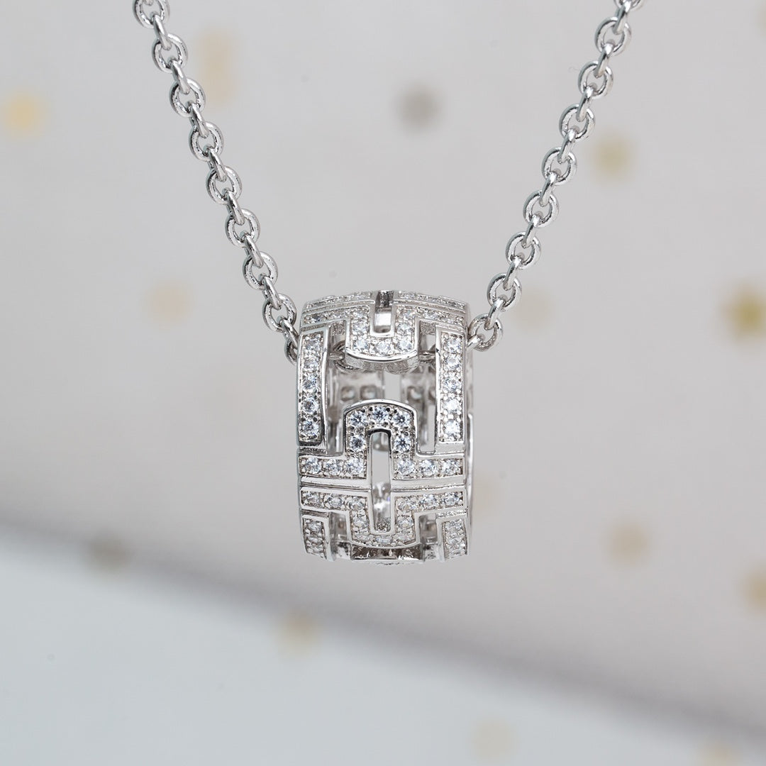 [⭐Luxery]PARENTESI NECKLACE SILVER DIAMOND