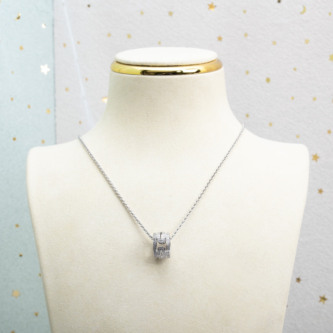 [⭐Luxery]PARENTESI NECKLACE SILVER DIAMOND