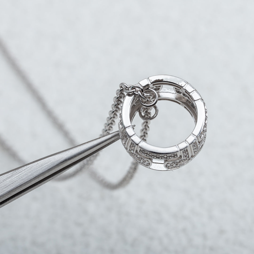 [⭐Luxery]PARENTESI NECKLACE SILVER DIAMOND