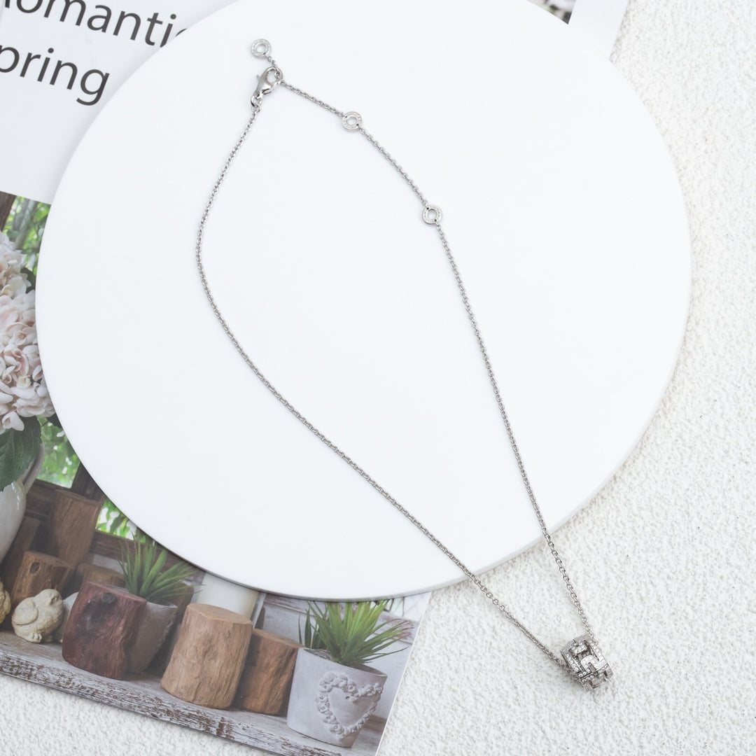[⭐Luxery]PARENTESI NECKLACE SILVER DIAMOND