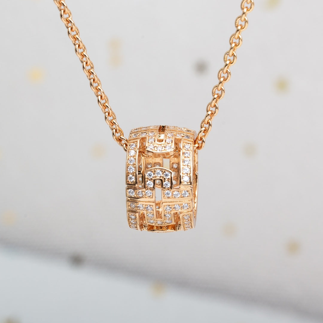 [⭐Luxery]PARENTESI NECKLACE PINK GOLD DIAMOND