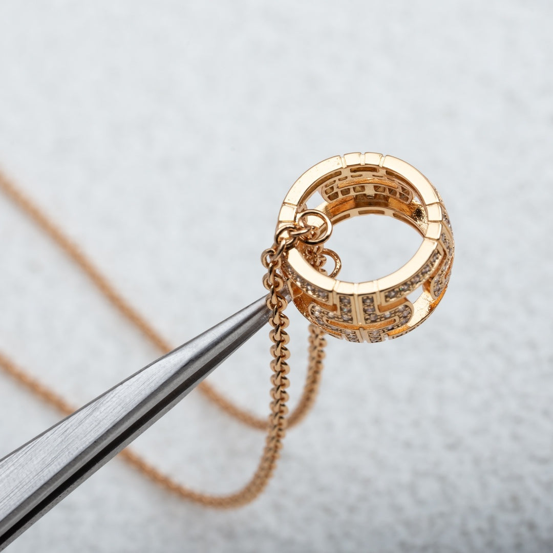 [⭐Luxery]PARENTESI NECKLACE PINK GOLD DIAMOND