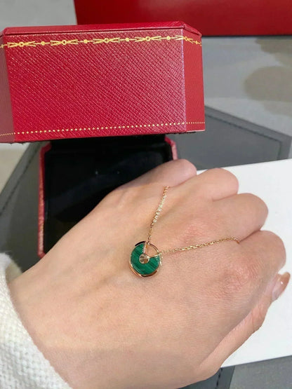 [⭐Luxery]AMULETTE ROSE GOLD MALACHITE NECKLACE