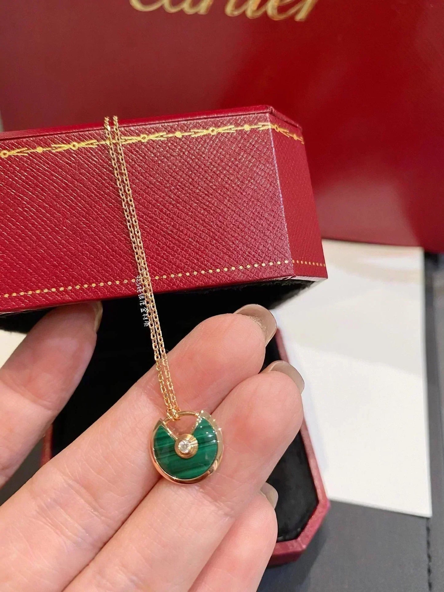 [⭐Luxery]AMULETTE ROSE GOLD MALACHITE NECKLACE