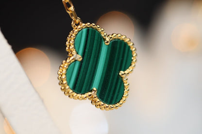 [⭐Luxery]CLOVER EARRINGS GOLD MALACHITE DIAMOND 3 MOTIF