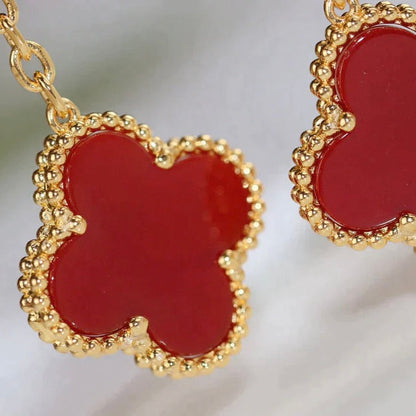 [⭐Luxery]CLOVER  2 MOTIF  TIGER EYE CARNELIAN EARRINGS