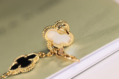 [⭐Luxery]CLOVER EARRINGS GOLD ONYX MOP 3 MOTIF