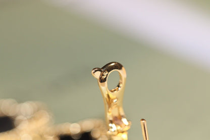 [⭐Luxery]CLOVER EARRINGS GOLD ONYX MOP 3 MOTIF