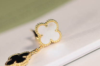 [⭐Luxery]CLOVER EARRINGS GOLD ONYX MOP 3 MOTIF