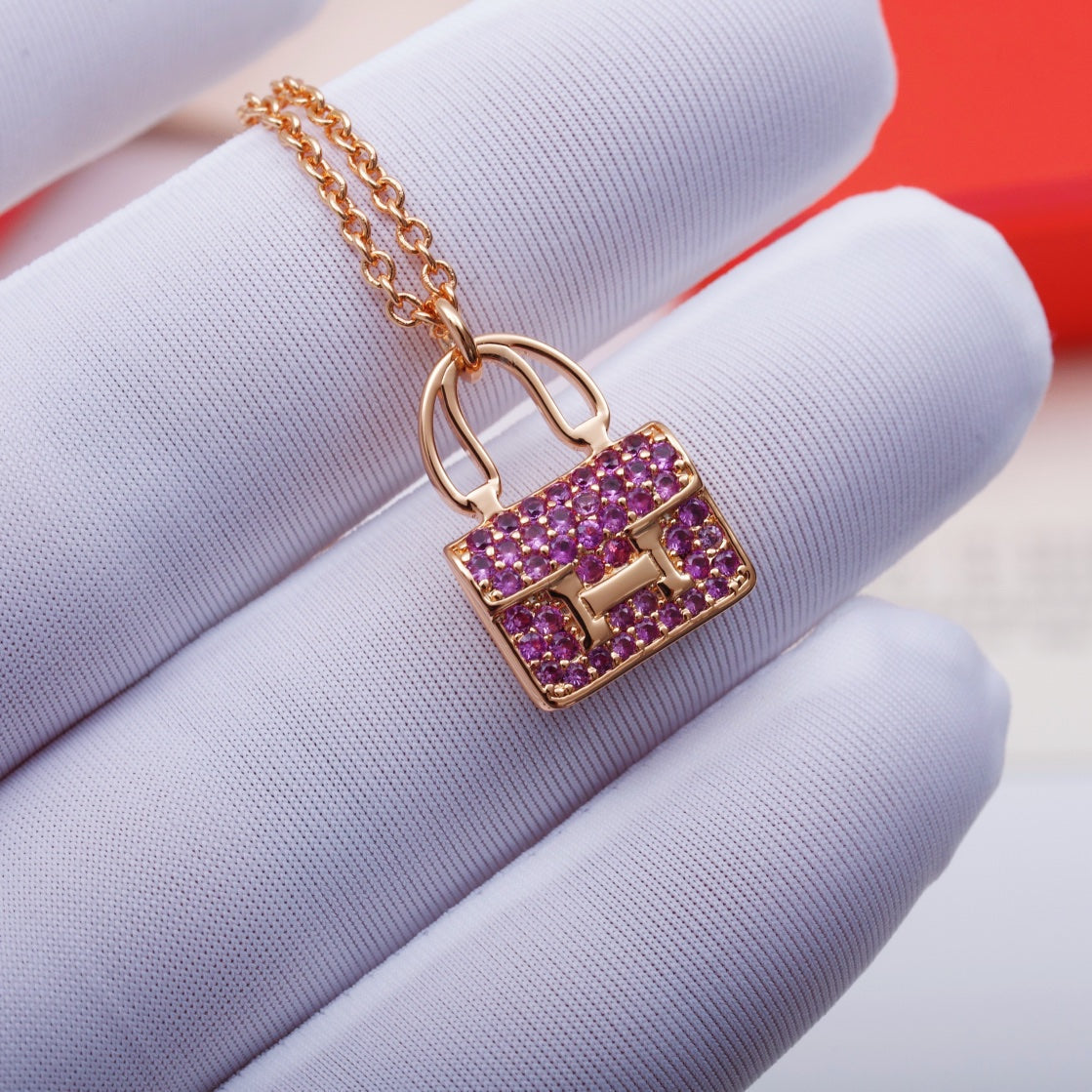 [⭐Luxery]CONSTANCE PEDANT PURPLE DIAMOND NECKLACE