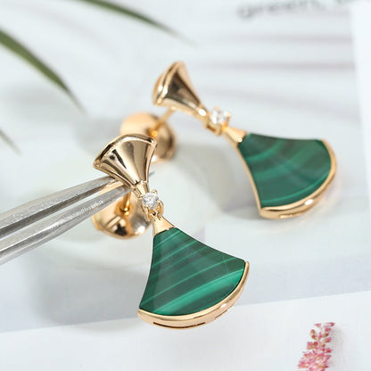 [⭐Luxery]DREAM MALACHITE PINK GOLD EARRINGS