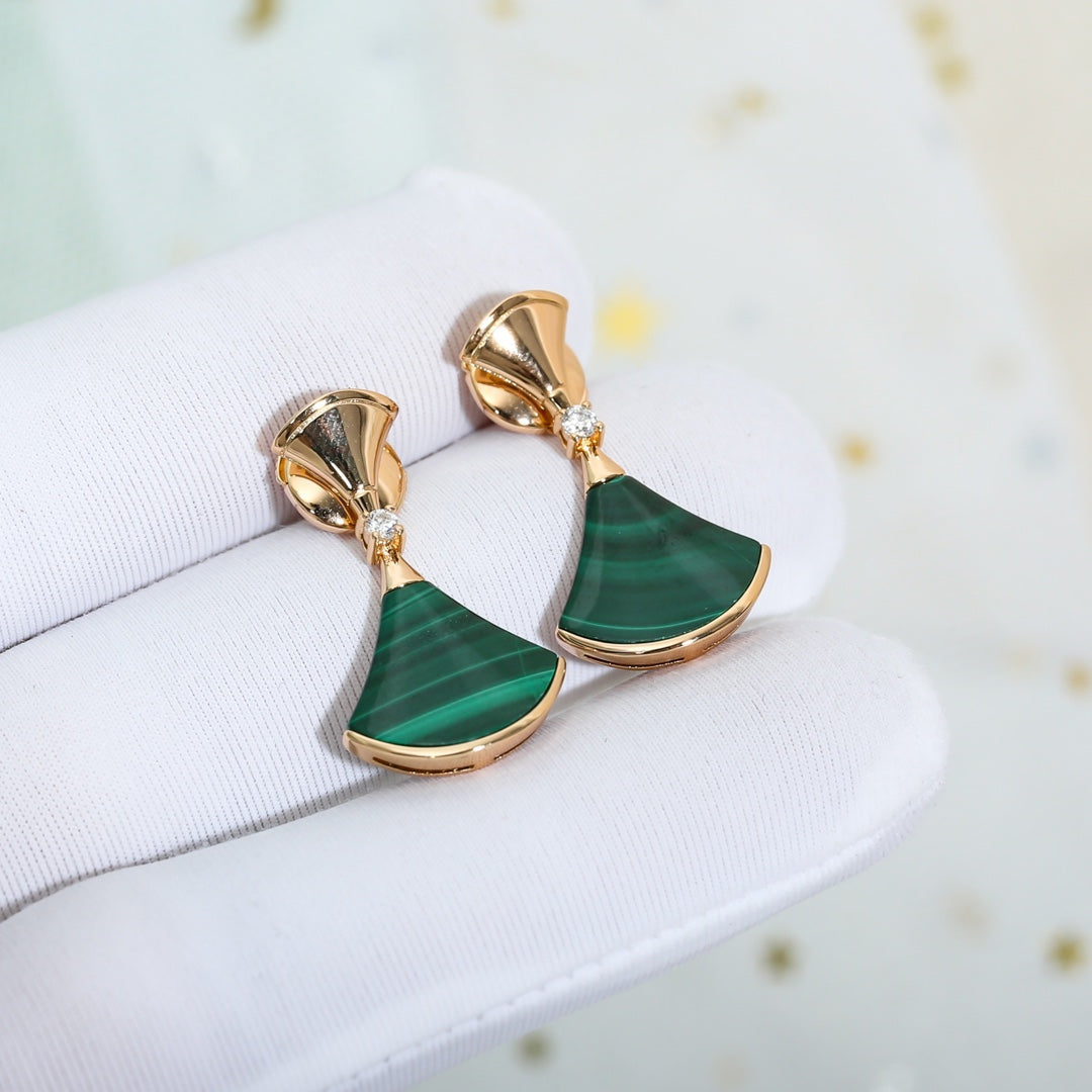 [⭐Luxery]DREAM MALACHITE PINK GOLD EARRINGS