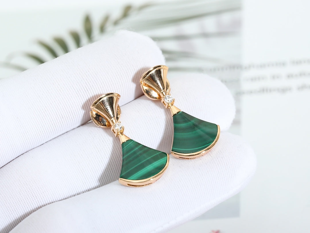 [⭐Luxery]DREAM MALACHITE PINK GOLD EARRINGS
