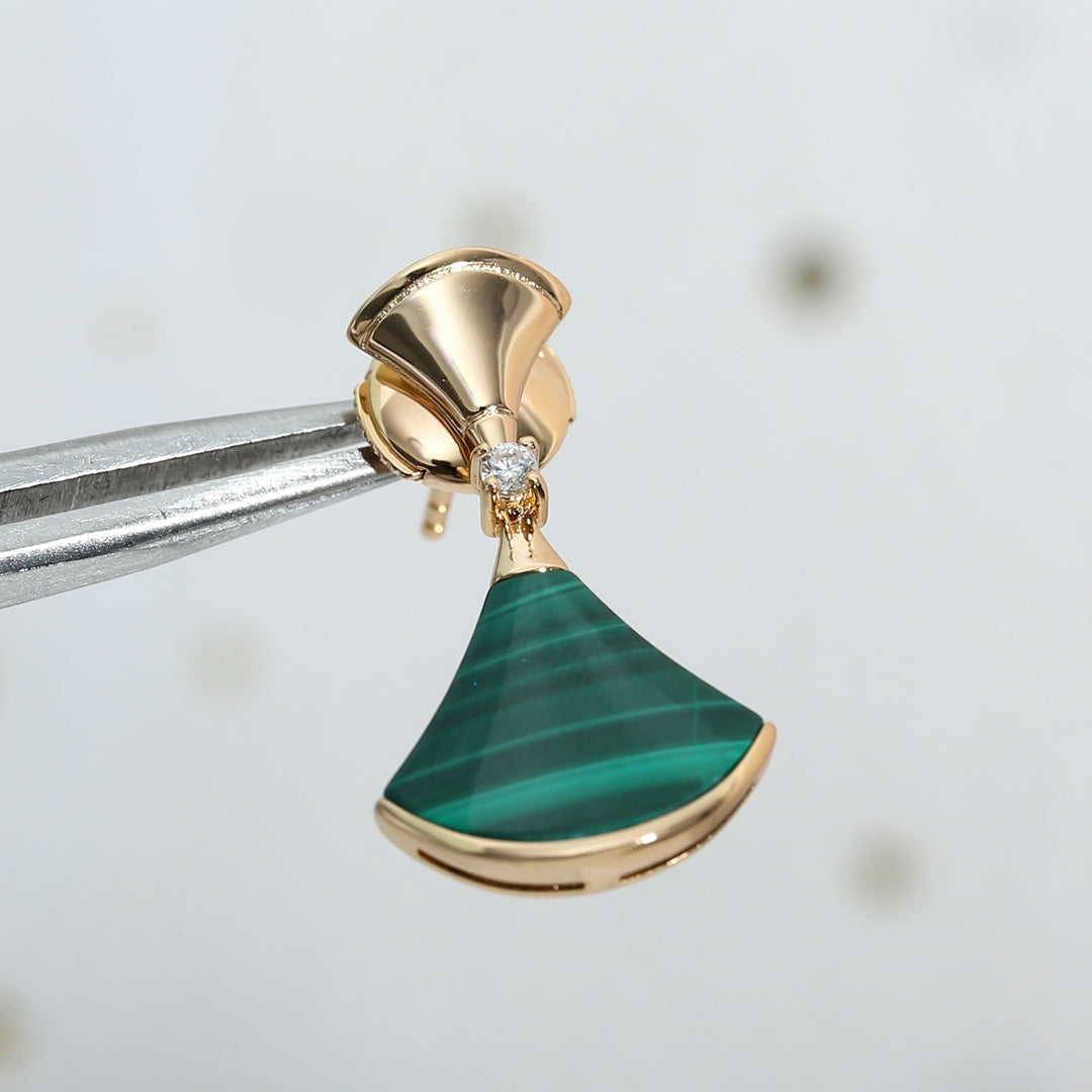 [⭐Luxery]DREAM MALACHITE PINK GOLD EARRINGS