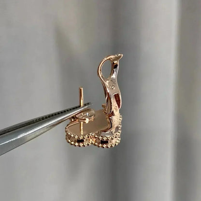 [⭐Luxery]CLOVER MEDIUM 1 MOTIFS  PINK MOP DIAMOND EARRINGS