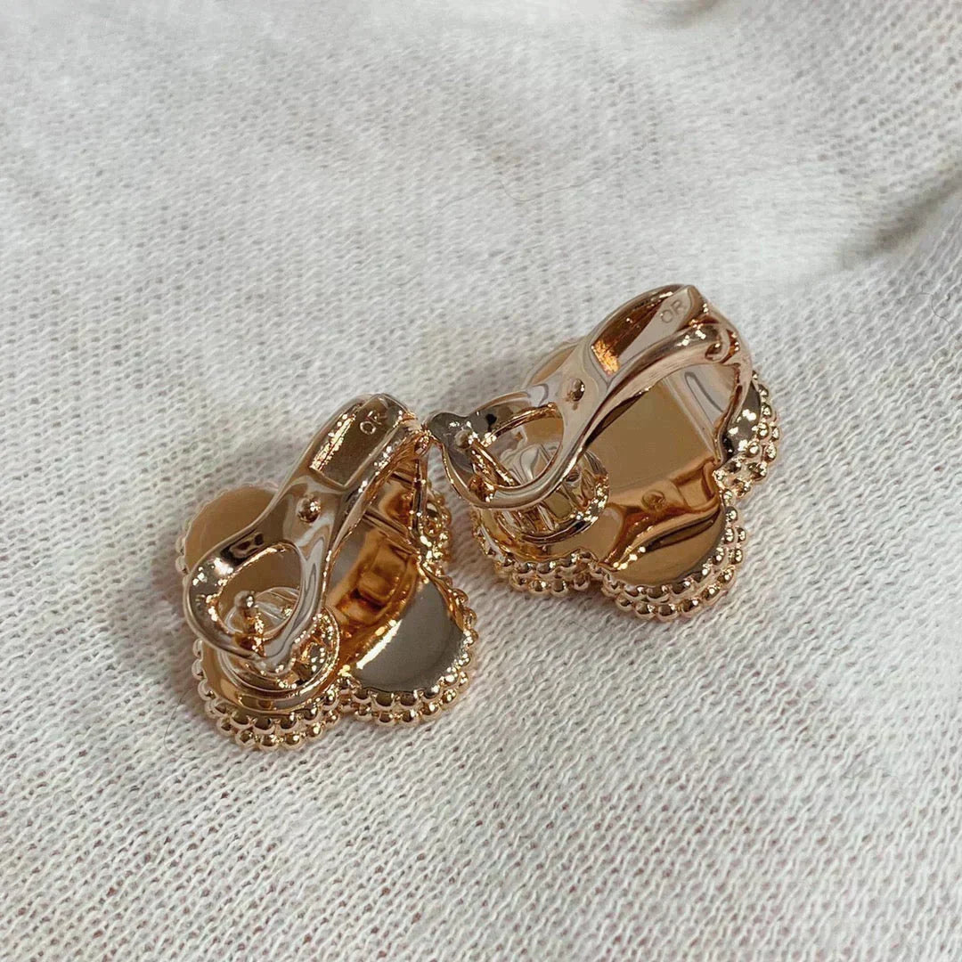[⭐Luxery]CLOVER MEDIUM 1 MOTIFS CARNELIAN  DIAMOND earrings