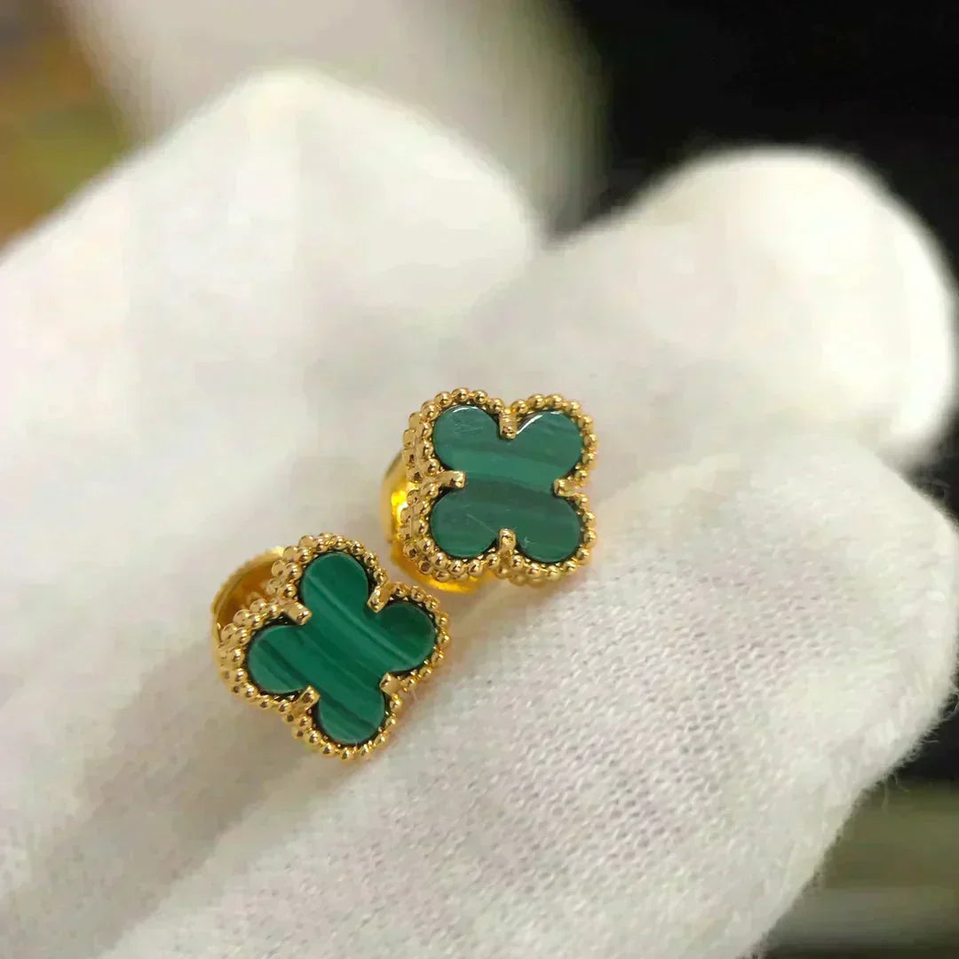 [⭐Luxery]CLOVER MINI 9.5MM MALACHITE  EARRINGS