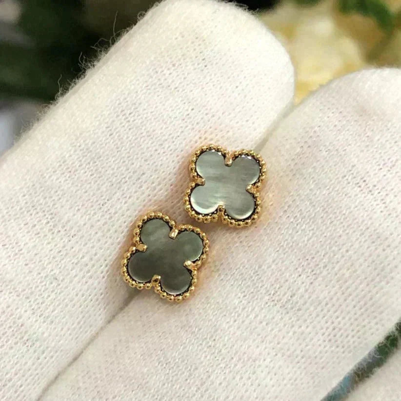 [⭐Luxery]CLOVER MINI 9.5MM GRAY MOP EARRINGS