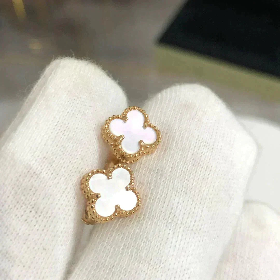 [⭐Luxery]CLOVER MINI 9.5MM WHITE MOP EARRINGS