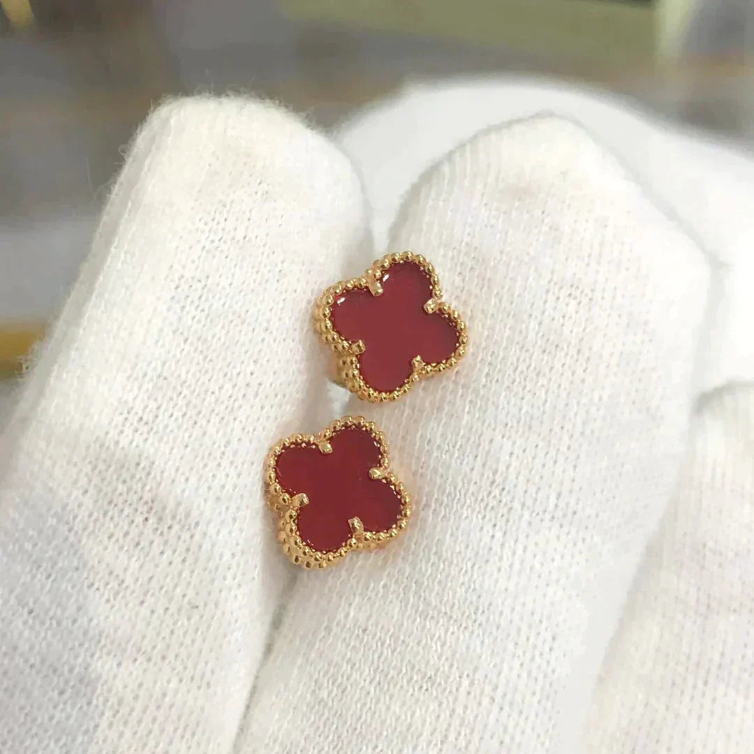 [⭐Luxery]CLOVER MINI 9.5MM CARNELIAN EARRINGS