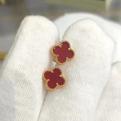 [⭐Luxery]CLOVER MINI 9.5MM CARNELIAN EARRINGS